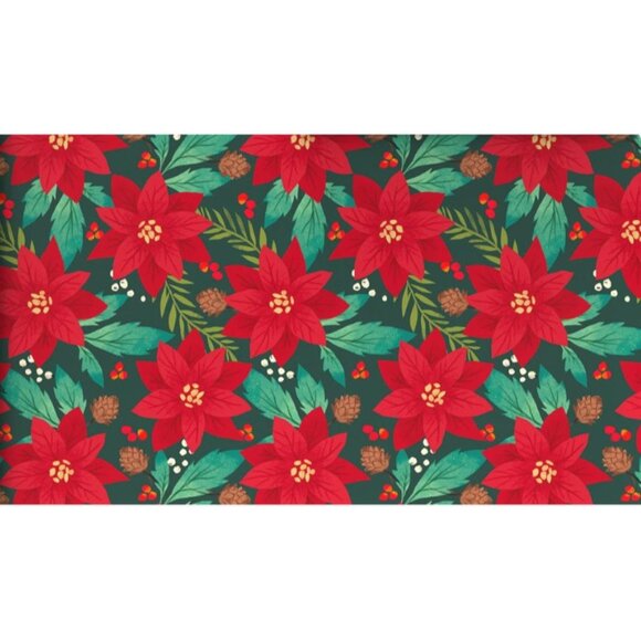 Hallmark Christmas Wrapping Paper Red Poinsettias on Green Roll 35 sq ft Holiday - Picture 1 of 6